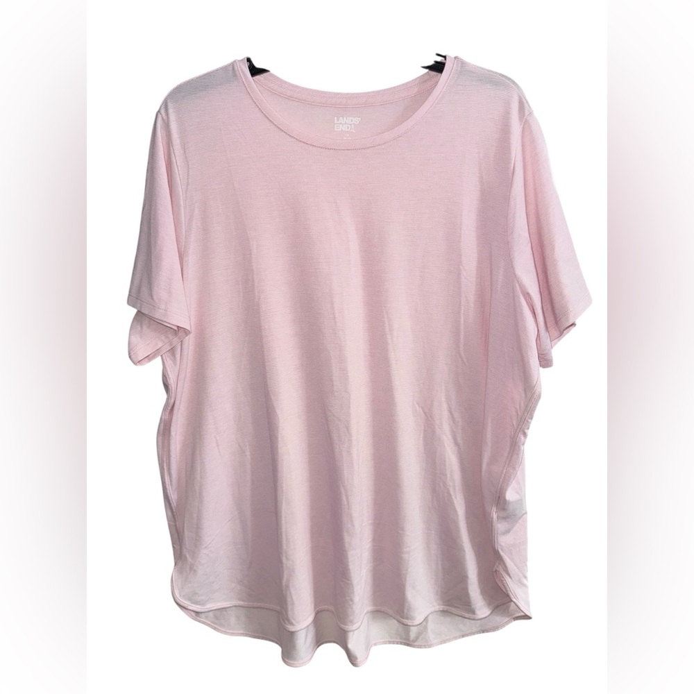 Lands' End Women’s Light Pink Striped Short Sleeve Tee Size 1X 16W-18W